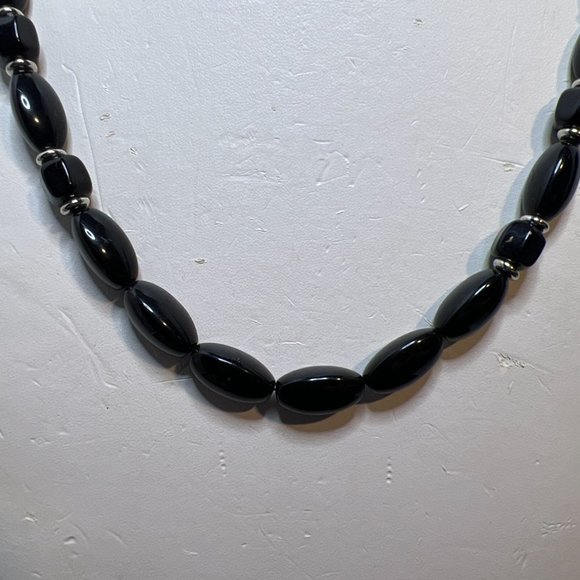 Just for You Silver Tone And Black Beaded Necklace 22" (3894) - Picture 3 of 6